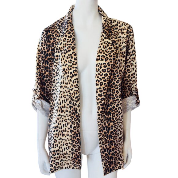 Savannah Animal Print Blazer With Roll Tab Sleeves - Picture 2 of 5